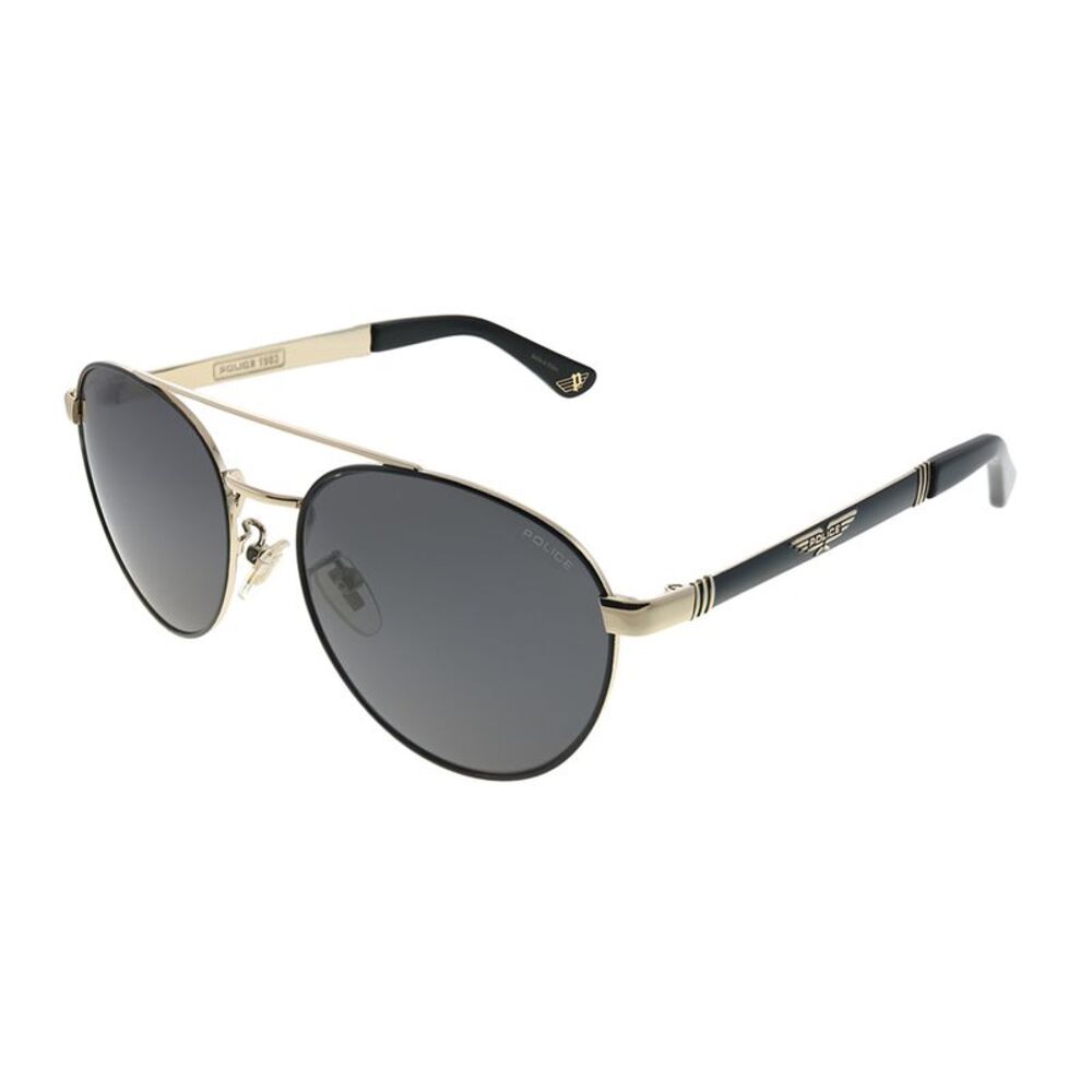 Police Origins 4 SPL 891 301P Black on Gold Metal Sunglasses Grey Polarized Lens